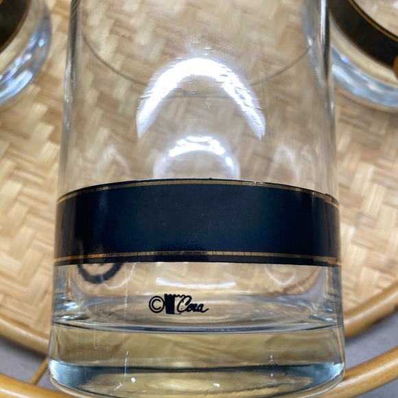 Three (3) MCM Black and Gold Double Old Fashioned Glasses by CORA - Picture 4 of 6